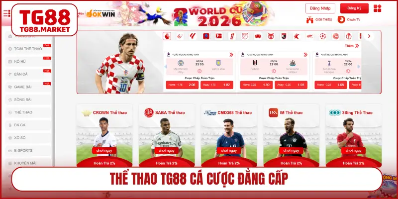 Thể thao TG88 cá cược đẳng cấp