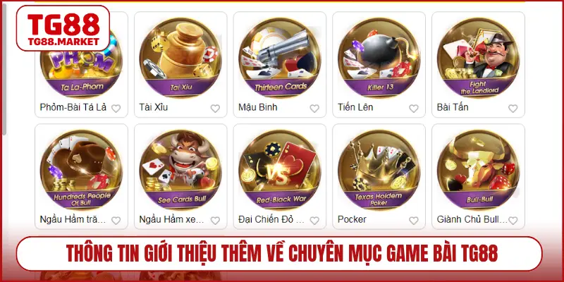 Thông tin giới thiệu thêm về chuyên mục game bài TG88
